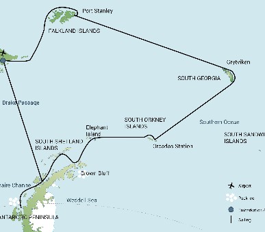 Falkland Islands - South Georgia - Elephant Island - Antarctica - Polar Circle (M/V Hondius)